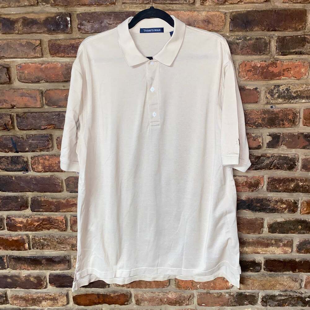 Today's Man Beige Short Sleeve Collared Cotton Polo Shirt Men's Size XL